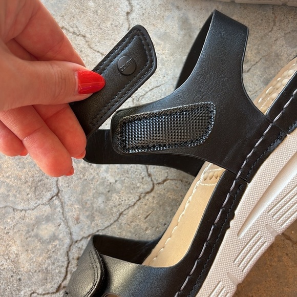 NEW Ortorex Black Wedge Sandals size 9 - Picture 4 of 8